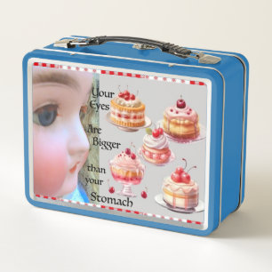 Eyes Bigger than Stomach Blue Lunchbox