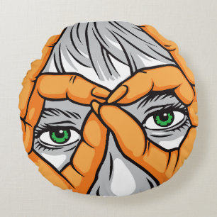 Eyes, Hands, and Expressive Faces: Framing Beauty Round Cushion