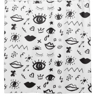 Eyes Motif: Trendy Vintage Pattern Shower Curtain