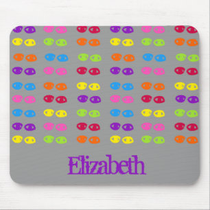 Eyes Neon Rainbow Monogram Name Pattern Mouse Pad