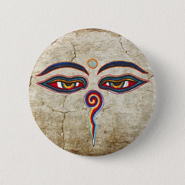 Eyes Of Buddha / Augen der Weisheit 6 Cm Round Badge (Front)