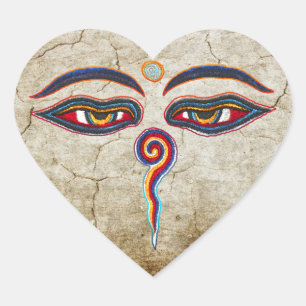 Eyes Of Buddha / Augen der Weisheit Heart Sticker