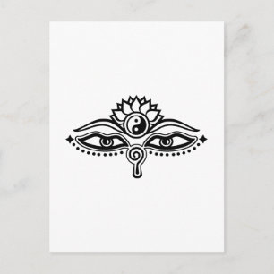 Eyes of Buddha, Yin Yang, Wisdom & Enlightenment Postcard