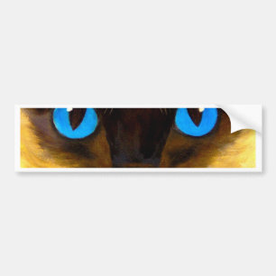 Eyes Of Siamese Cat Feline Art Painting Bumper Sticker