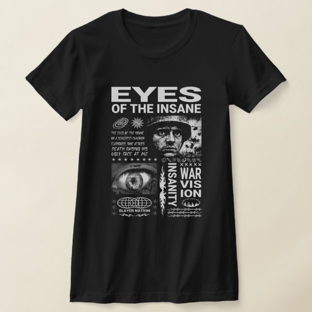 Eyes of the Insane – War Vision Heavy Metal T-Shirt (Laydown)