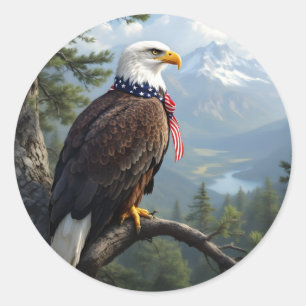 Eyes Of The Sky – Majestic Eagle Portrait Classic Round Sticker