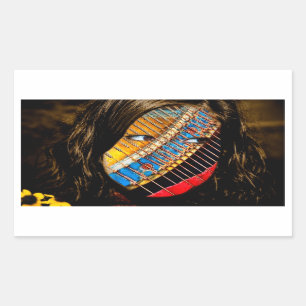 eyes open with flowers rectangular sticker