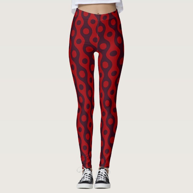 Eyes Red Blue Minimal Pattern Leggings (Front)