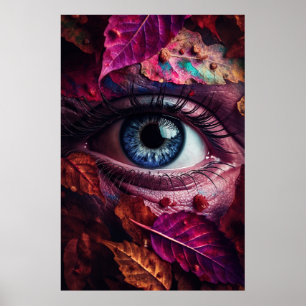 Eyes Sparkled With Vibrant Colours Of Autumn Leave Poster