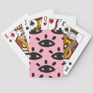 Eyes Watercolor Brush, Sketch Pattern. Playing Cards