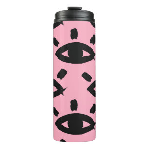 Eyes Watercolor Brush, Sketch Pattern. Thermal Tumbler