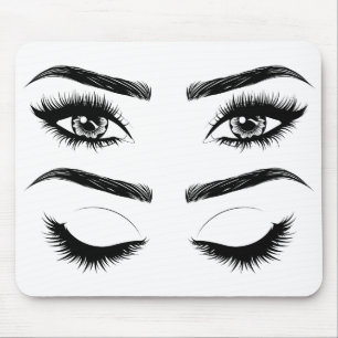 Eyes with long eyelashes and brows mouse pad