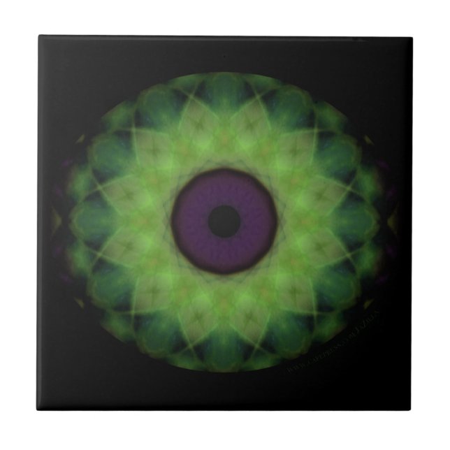 Eyesore Evil Eye Lime Mandala Ceramic Tile (Front)