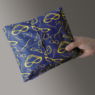 Eyewear Eyeglasses Pattern In Yellow And Navy Blue Tissue Paper