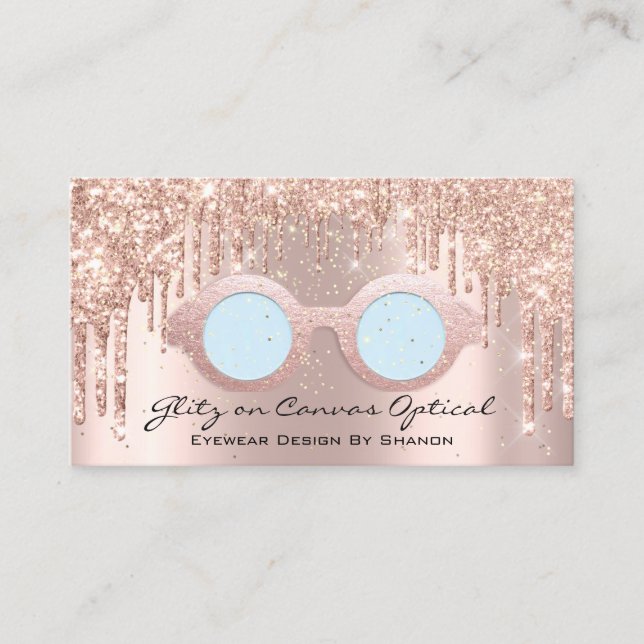 Eyewear Optical  Optometrist Eyeglasses Rose Blue Business Card (Front)