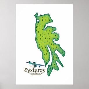 Eysturoy Faroe Islands Travel map Poster