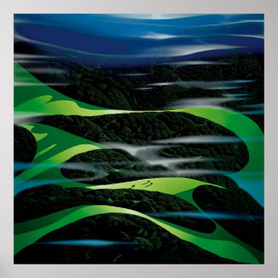 Eyvind Earle -  Green Fields - 1994; United States Poster