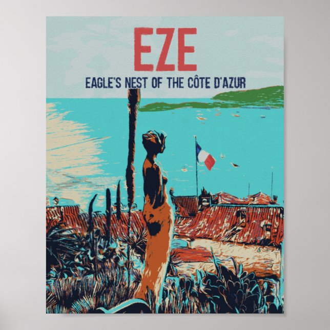 Eze mediterranean village Cote d'Azur France Poster (Front)