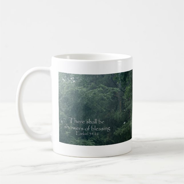 Ezekiel 34:26 There shall be showers of blessing. Coffee Mug (Left)