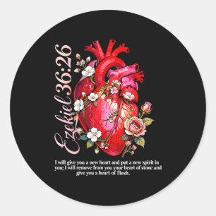 Ezekiel 36_26 bible verse new heart faith classic round sticker