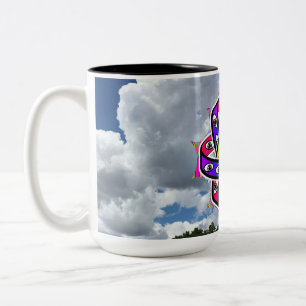 Ezekiel's Wheel UFO on a Cloudy Day Two-Tone Coffee Mug