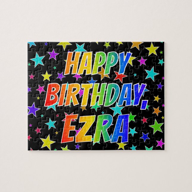 "EZRA" First Name, Fun "HAPPY BIRTHDAY" Jigsaw Puzzle (Horizontal)