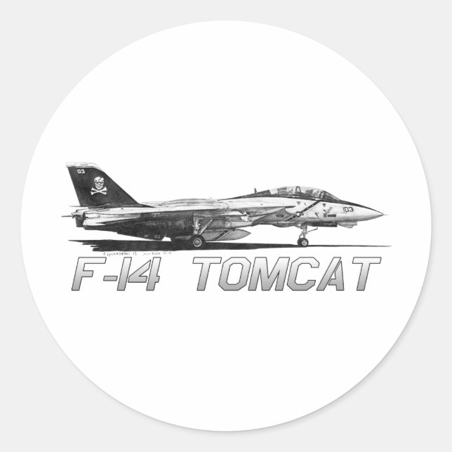 F14 Tomcat VF-103 Jolly Rogers - drawing Classic Round Sticker (Front)