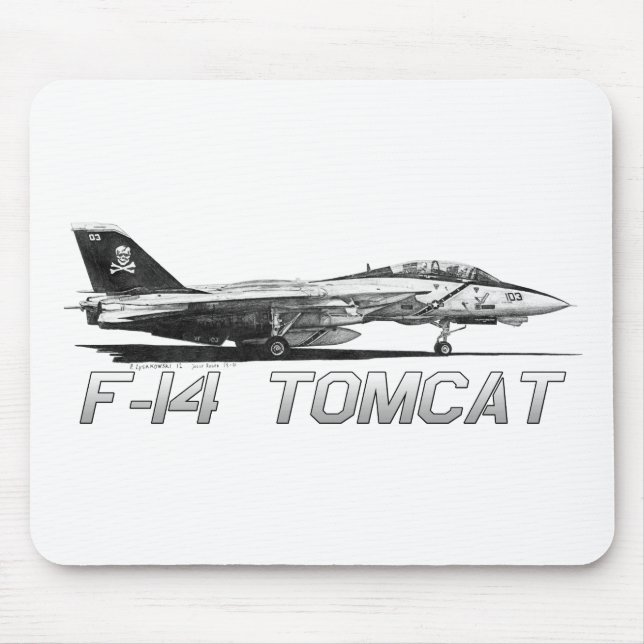 F14 Tomcat VF-103 Jolly Rogers - drawing Mouse Pad (Front)