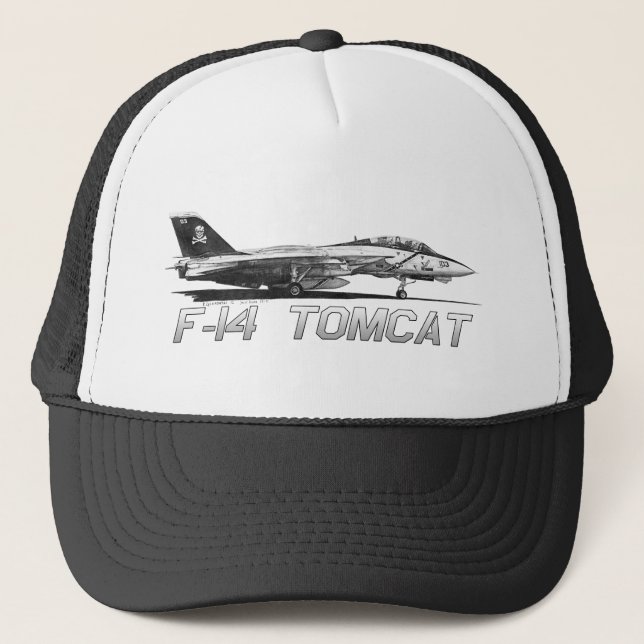 F14 Tomcat VF-103 Jolly Rogers - drawing Trucker Hat (Front)