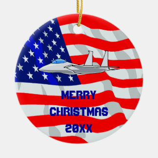 F15 Eagle Fighter Jet Flying Ceramic Tree Decoration