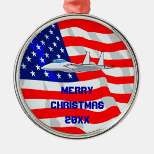 F15 Eagle Fighter Jet Flying Metal Tree Decoration