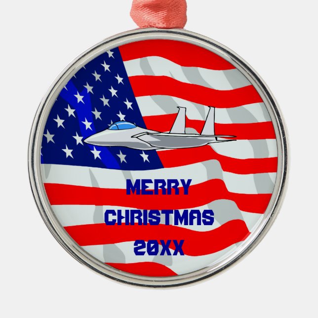 F15 Eagle Fighter Jet Flying Metal Tree Decoration (Front)