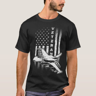 F16 Fighter Jet Veteran Pilot Crew Military US Fla T-Shirt