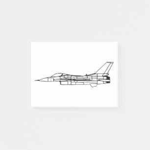 F16 Military Fighter Aeroplane Silhouette Post-it Notes