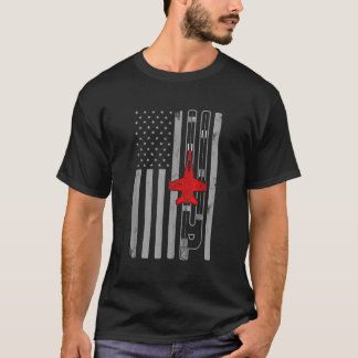F18 Hornet Fighter Jet Aeroplane American Flag Run T-Shirt