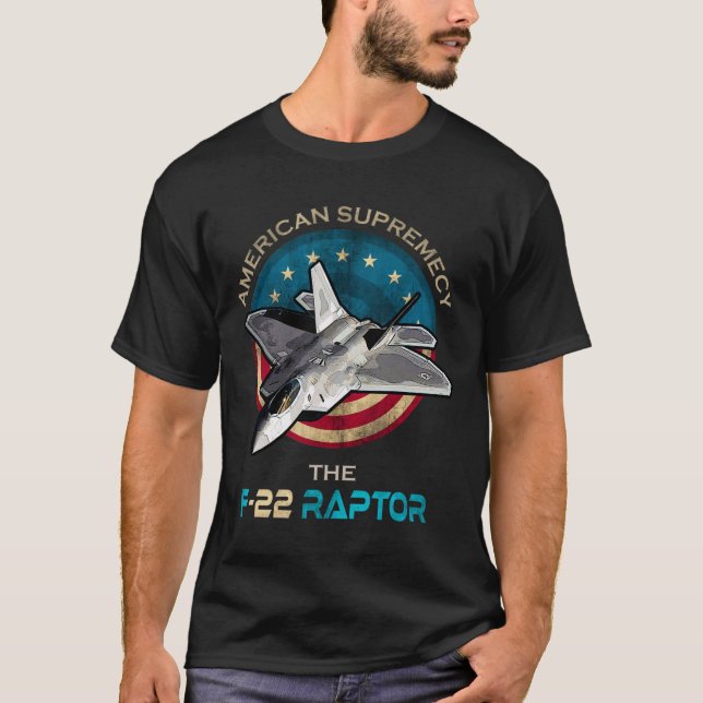 F22 Raptor American Patriotic Fighter Jet 4th Of J T-Shirt (Front)