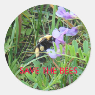 F2 Bee on purple Wildflower Classic Round Sticker