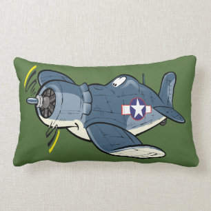 F4U cartoon corsair plane Lumbar Cushion