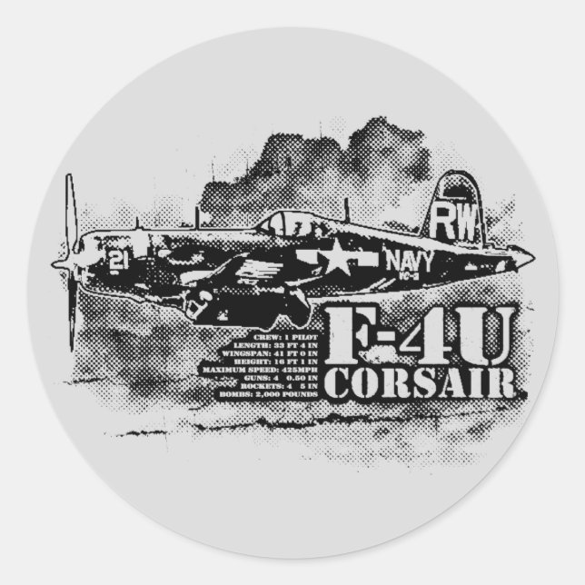 F4U CORSAIR CLASSIC ROUND STICKER (Front)