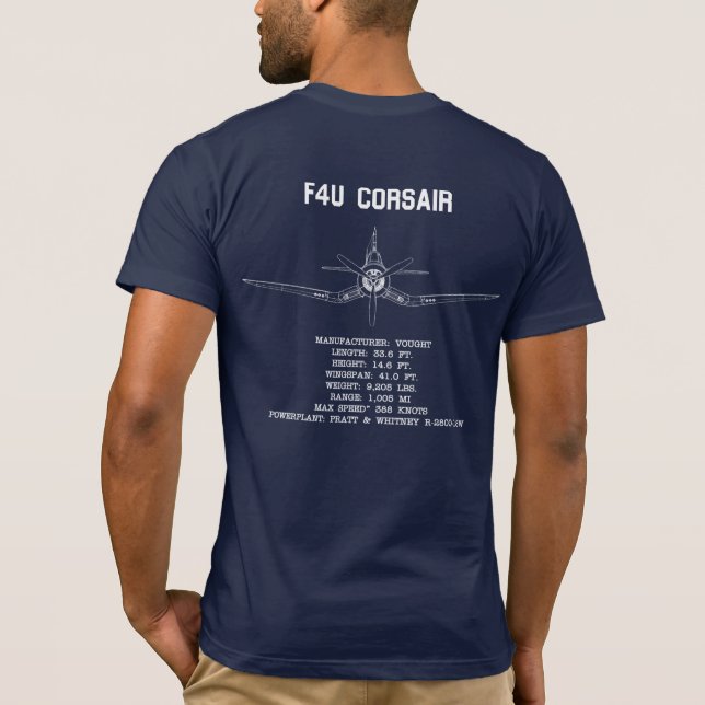 F4U CORSAIR STATS T-Shirt (Back)