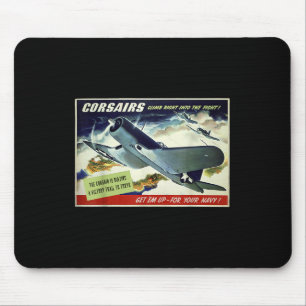F4u Corsair Us Warplane War Propaganda Ww2 Poster  Mouse Pad