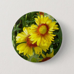 F6 Yellow Wildflowers Gaillardia 6 Cm Round Badge