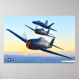 F6F HELLCAT, F8F BEARCAT and F/A-18C HORNET Poster
