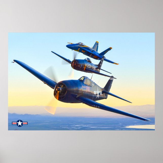 F6F HELLCAT, F8F BEARCAT and F/A-18C HORNET Poster (Front)