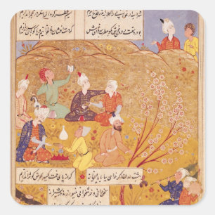 F.103v Open-air Feast, from a book of poems, 1554 Square Sticker