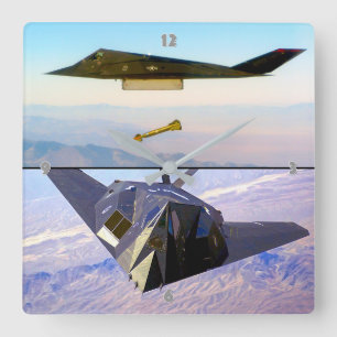 F-117 NIGHTHAWK SQUARE WALL CLOCK