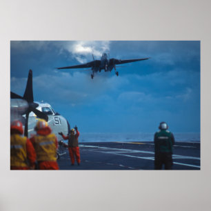 F-14 Tomcat landing on aircraft carrier Poster