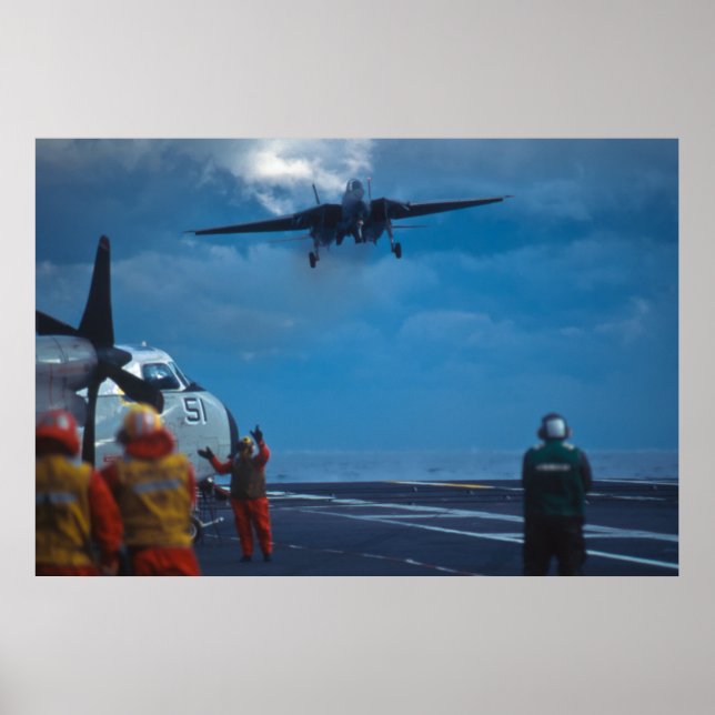 F-14 Tomcat landing on aircraft carrier Poster (Front)