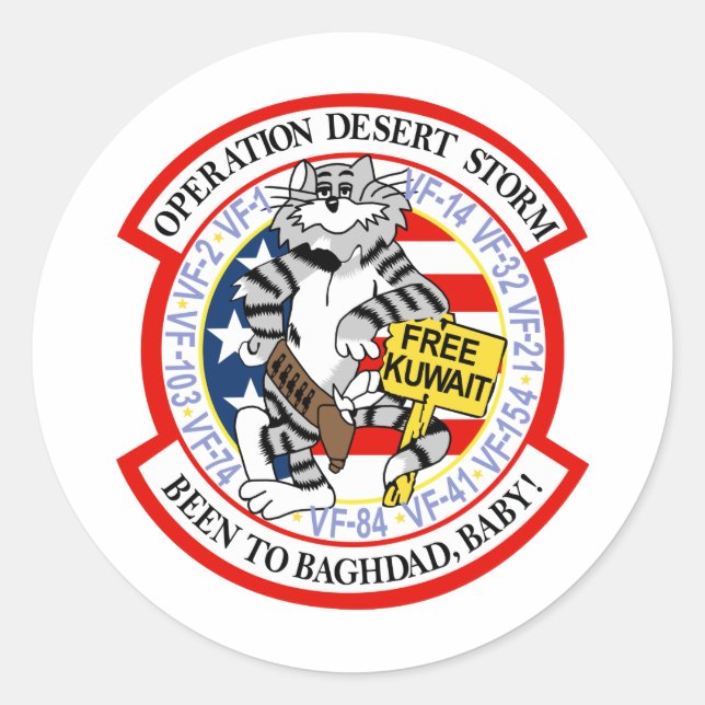 F-14 Tomcat Operation Desert Storm Classic Round Sticker (Front)
