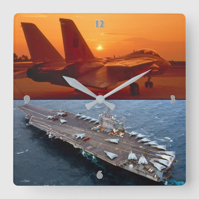 F-14 TOMCAT SQUARE WALL CLOCK (Front)